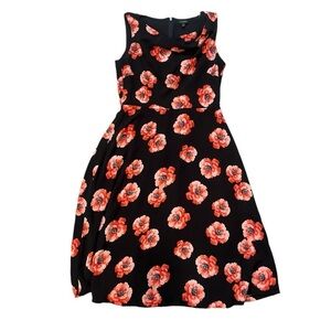Talbots Floral Sleeveless Cowl Lined Dress Black 2